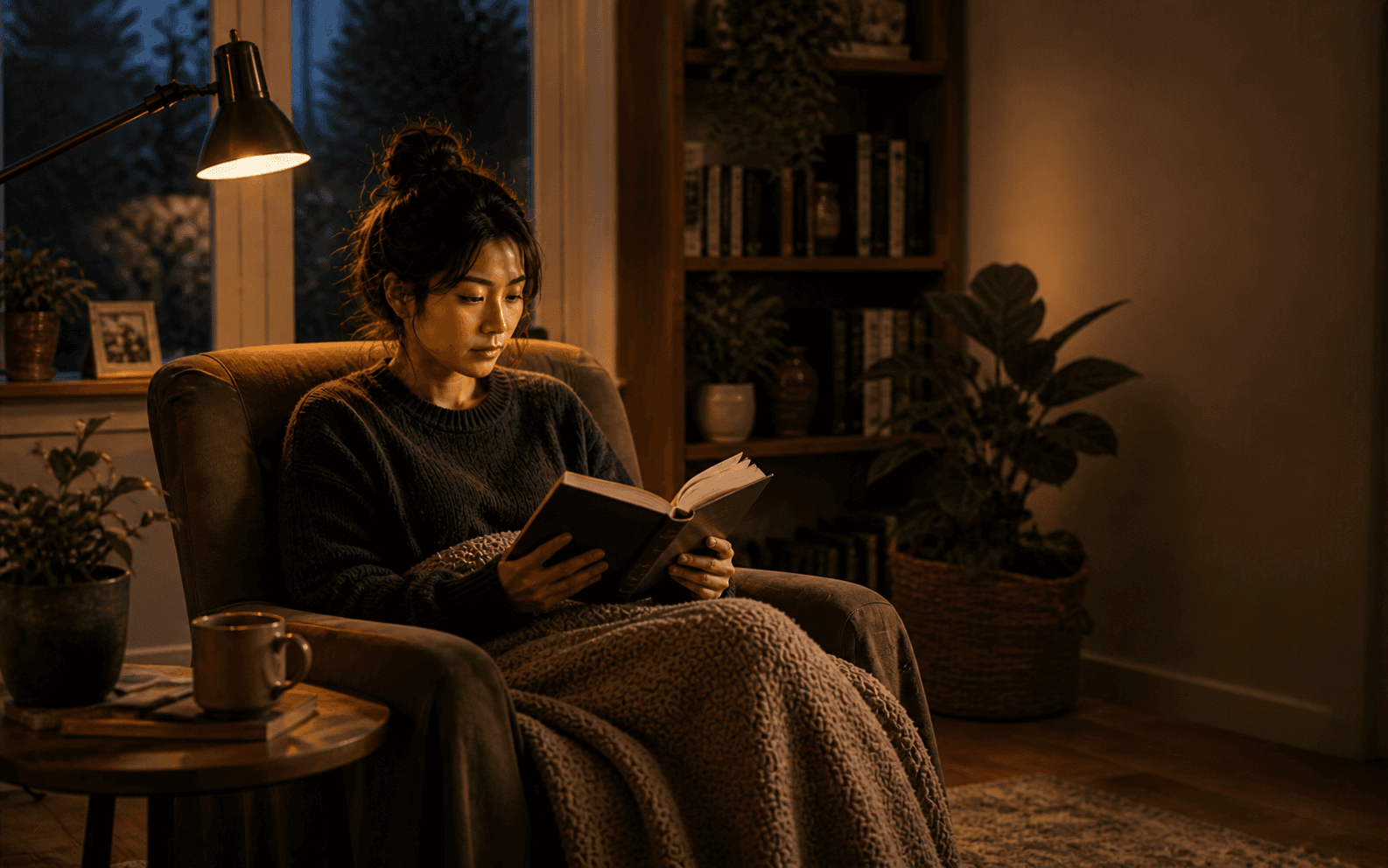 The reader comfortably immersed in the novel again